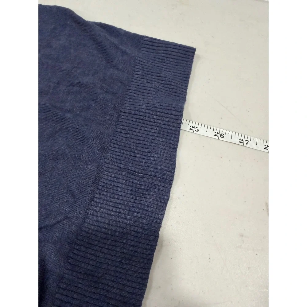 Market & Spruce Sweater Womens L Blue Linen Blend V-Neck Coastal‎ Resort